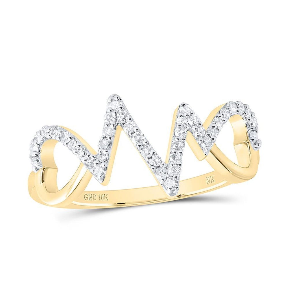 10K Yellow Gold Diamond Heart Ring - 1/5 Carat Total Diamond Weight