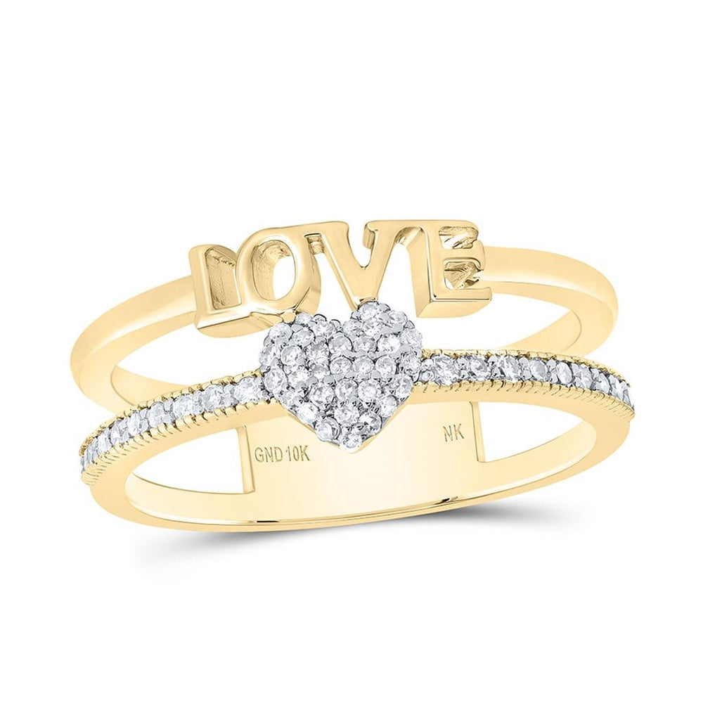 10K Yellow Gold Diamond Heart Ring - 1/5 Carat Total Diamond Weight