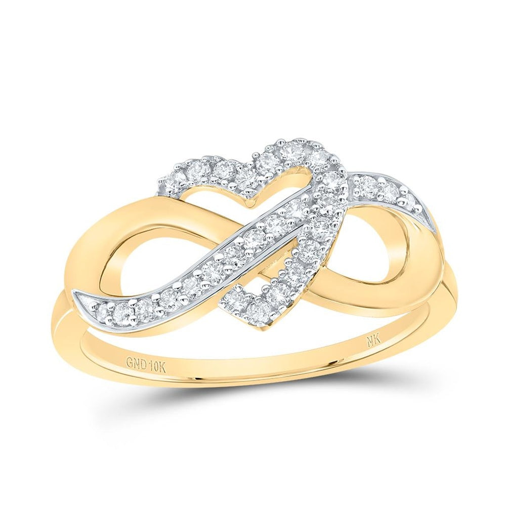 10K Yellow Gold Diamond Heart Ring - 1/5 Carat Total Diamond Weight