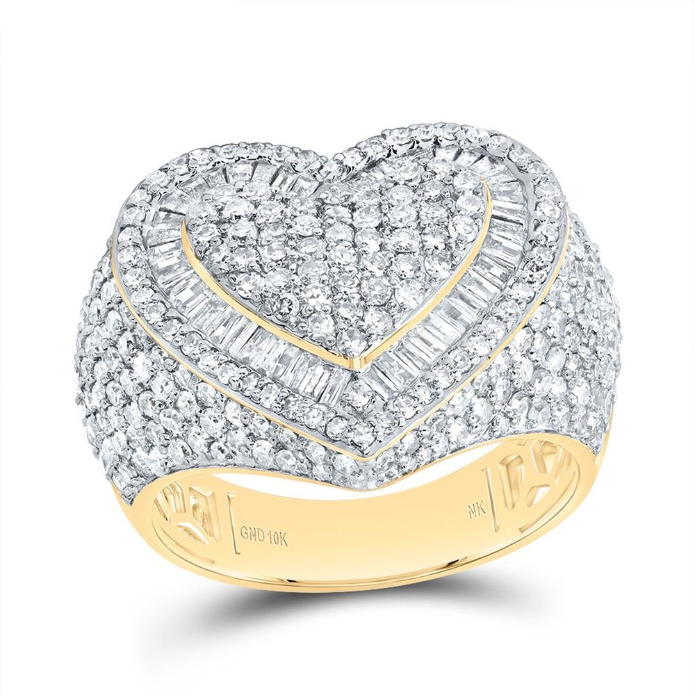 10K Yellow Gold Diamond Heart Ring - 1 7/8 Carat Total Diamond Weight