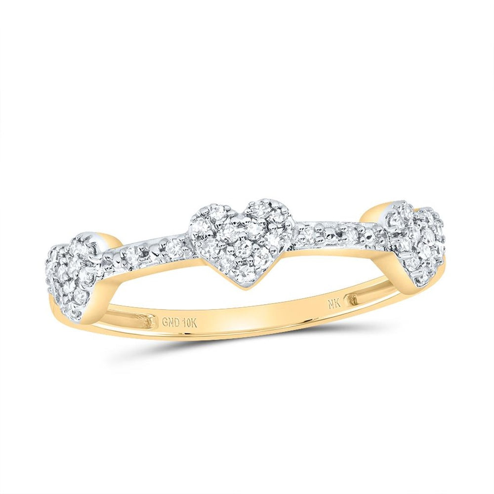 10K Yellow Gold Diamond Heart Ring - 1/7 Carat Total Diamond Weight