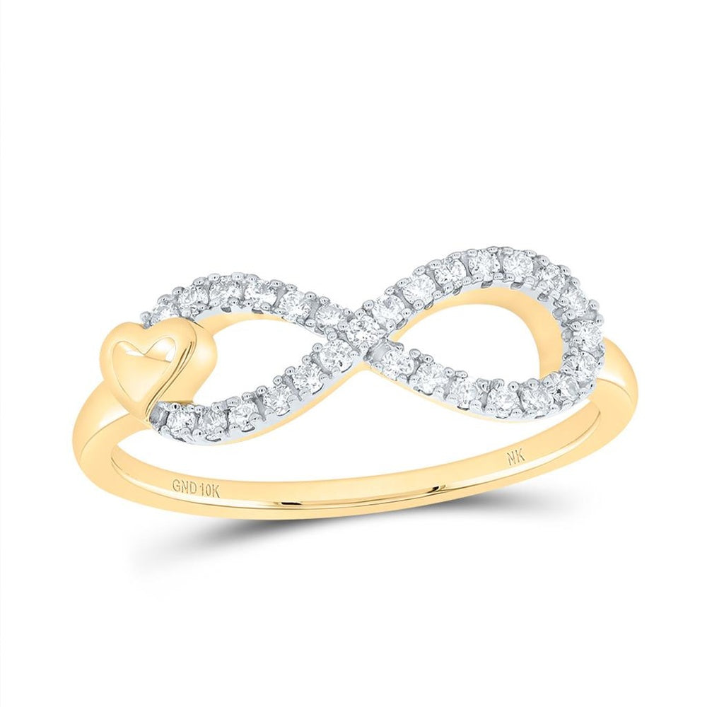 10K Yellow Gold Diamond Heart Ring - 1/7 Carat Total Diamond Weight