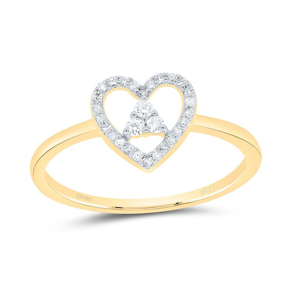 10K Yellow Gold Diamond Heart Ring - 1/8 Carat Total Diamond Weight
