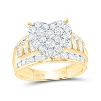 10K Yellow Gold Diamond Heart Ring - 2 Carat Total Diamond Weight