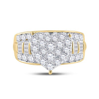 10K Yellow Gold Diamond Heart Ring - 2 Carat Total Diamond Weight