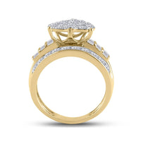 10K Yellow Gold Diamond Heart Ring - 2 Carat Total Diamond Weight
