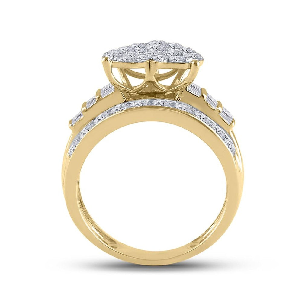 10K Yellow Gold Diamond Heart Ring - 2 Carat Total Diamond Weight