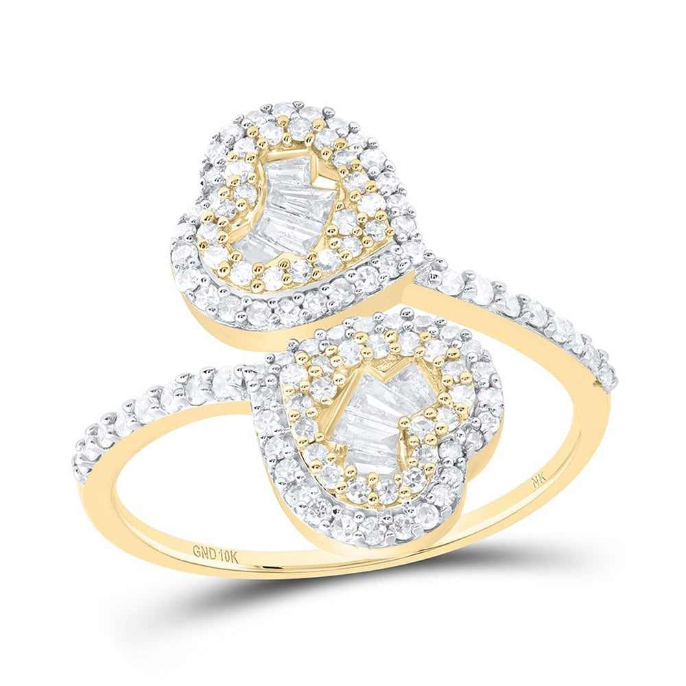 10K Yellow Gold Diamond Heart Ring - 5/8 Carat Total Diamond Weight