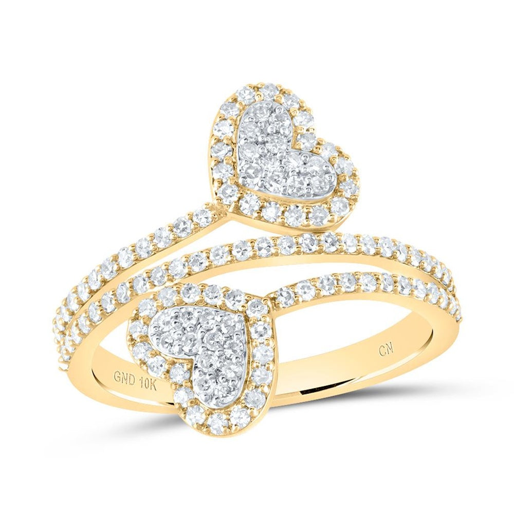 10K Yellow Gold Diamond Heart Ring - 5/8 Carat Total Diamond Weight