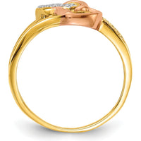 10K Yellow Gold Diamond Hearts Ring with Pave-Set Diamonds - Timeless Romantic Design by 0