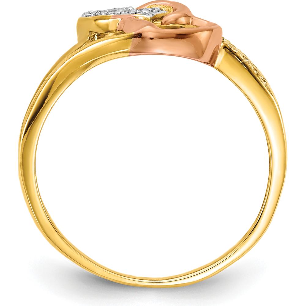 10K Yellow Gold Diamond Hearts Ring with Pave-Set Diamonds - Timeless Romantic Design by 0