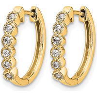 10K Yellow Gold Diamond Hinged Hoop Earrings - 0.10 Carat Total Diamond Weight by Oro Pregiato