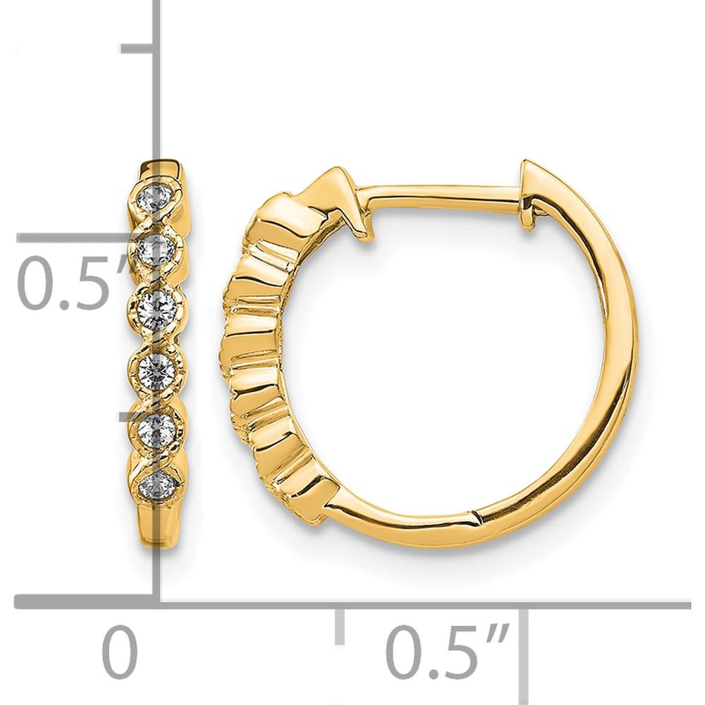 10K Yellow Gold Diamond Hinged Hoop Earrings - 0.10 Carat Total Diamond Weight by Oro Pregiato