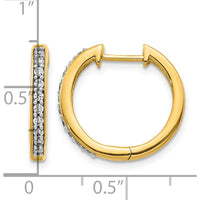 10K Yellow Gold Diamond Hinged Hoop Earrings - 0.20 Carat Total Diamond Weight by Oro Pregiato