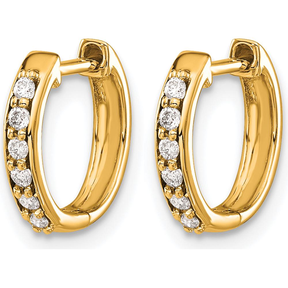 10K Yellow Gold Diamond Hinged Hoop Earrings - 0.24 Carat Total Diamond Weight by Oro Pregiato
