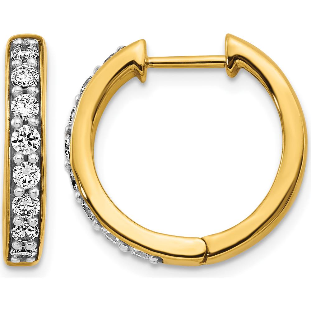 10K Yellow Gold Diamond Hinged Hoop Earrings - 0.25 Carat Total Diamond Weight by Oro Pregiato