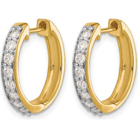10K Yellow Gold Diamond Hinged Hoop Earrings - 0.25 Carat Total Diamond Weight by Oro Pregiato