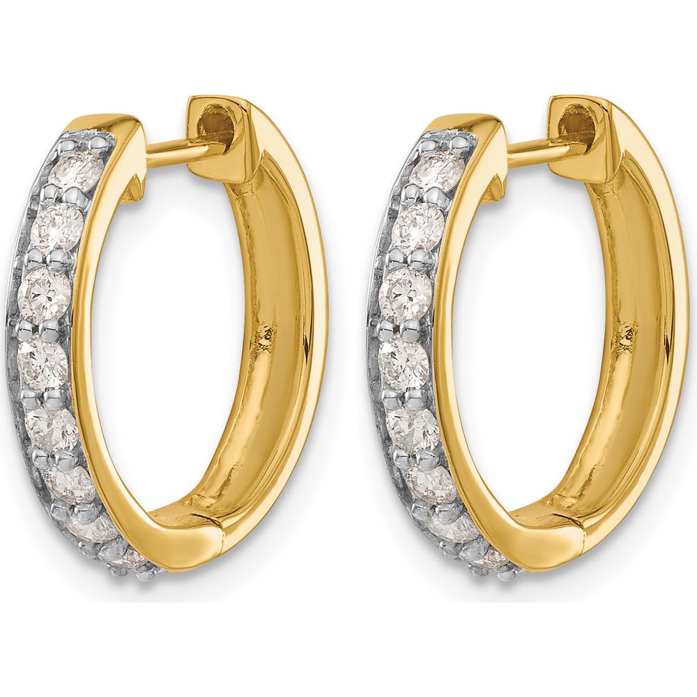 10K Yellow Gold Diamond Hinged Hoop Earrings - 0.25 Carat Total Diamond Weight by Oro Pregiato
