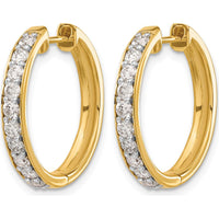 10K Yellow Gold Diamond Hinged Hoop Earrings - 0.25 Carat Total Diamond Weight by Oro Pregiato