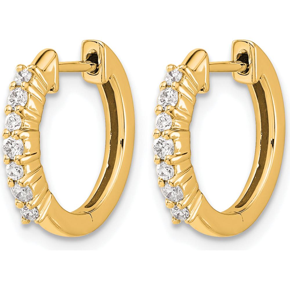 10K Yellow Gold Diamond Hinged Hoop Earrings - 0.50 Carat Total Diamond Weight by Oro Pregiato