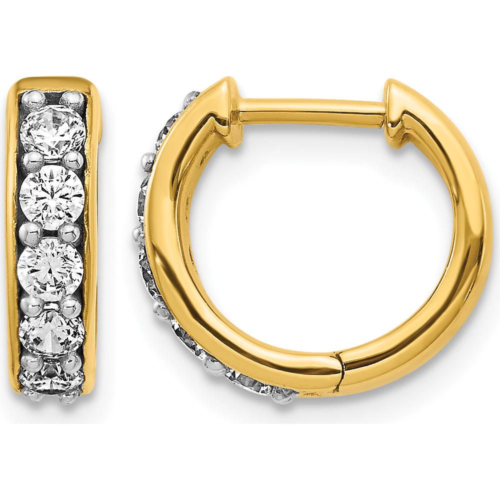 10K Yellow Gold Diamond Hinged Hoop Earrings - 0.50 Carat Total Diamond Weight by Oro Pregiato
