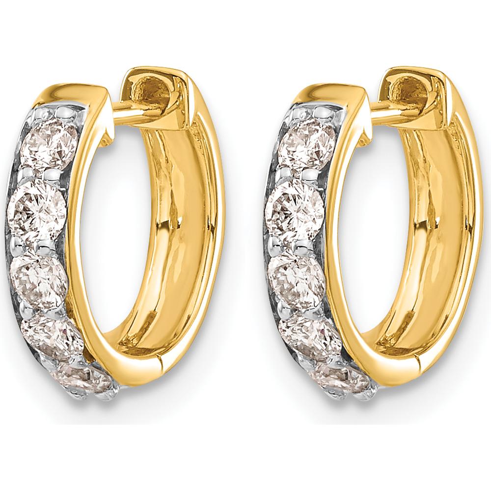 10K Yellow Gold Diamond Hinged Hoop Earrings - 0.50 Carat Total Diamond Weight by Oro Pregiato