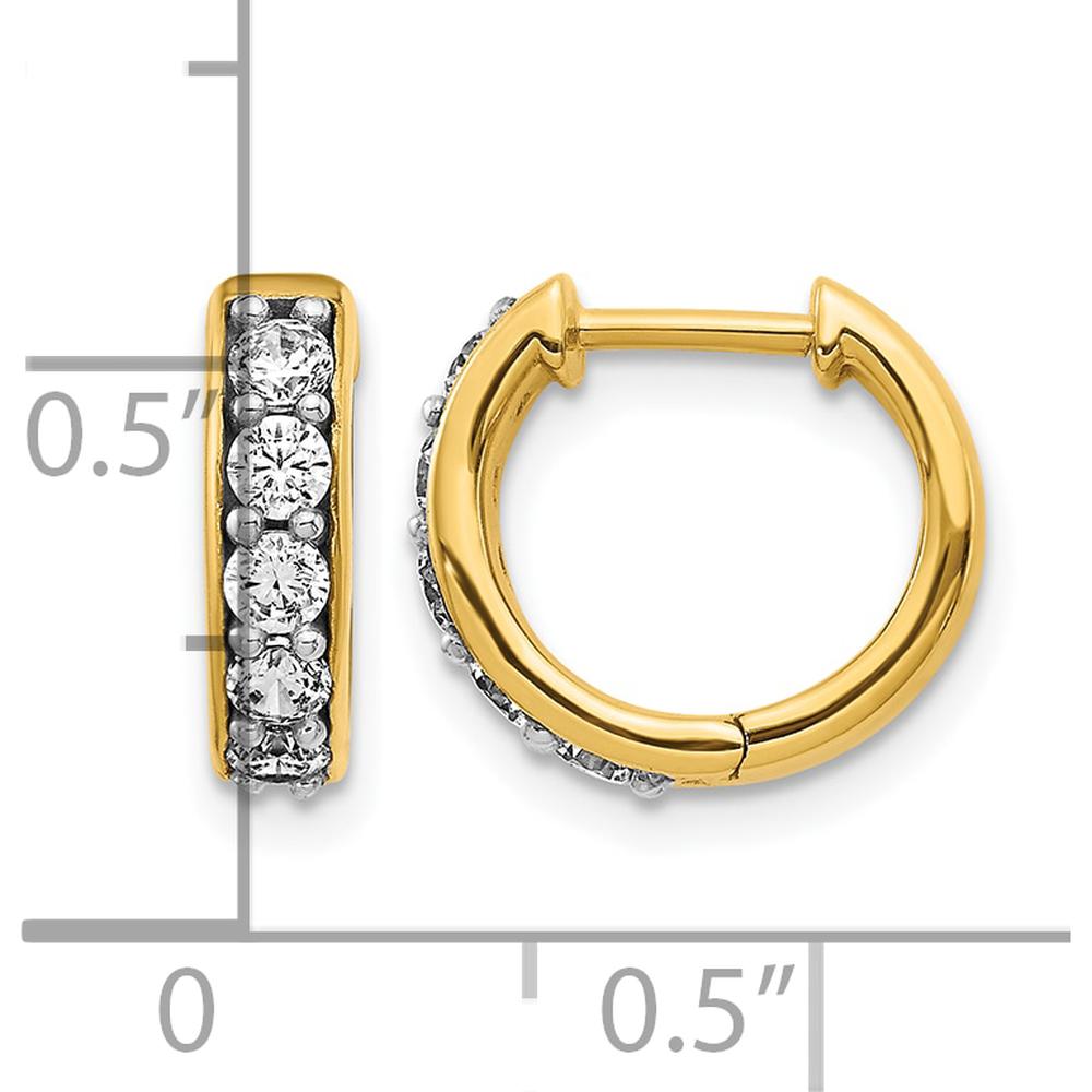 10K Yellow Gold Diamond Hinged Hoop Earrings - 0.50 Carat Total Diamond Weight by Oro Pregiato