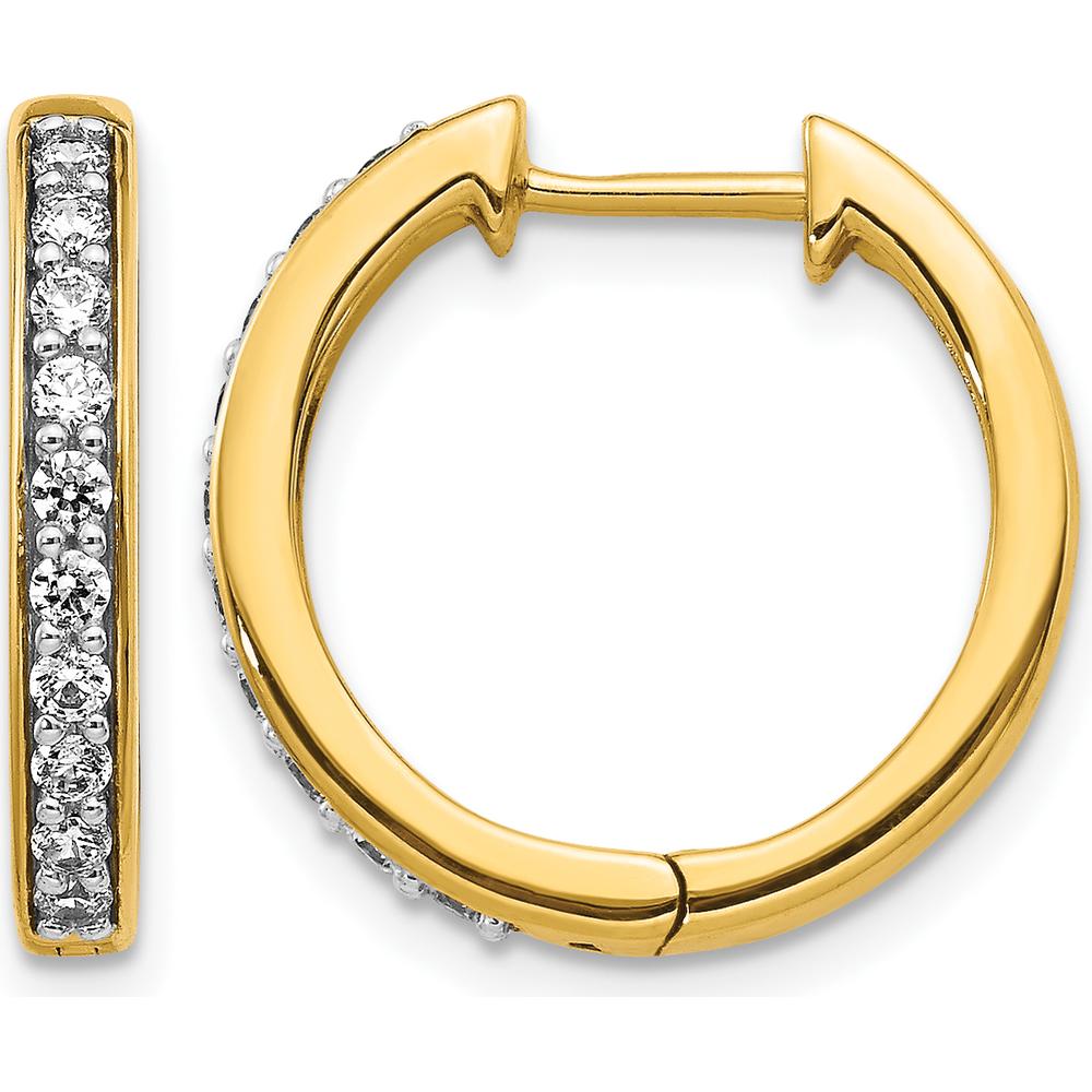 10K Yellow Gold Diamond Hinged Hoop Earrings - 1.0 Carat Total Diamond Weight by Oro Pregiato