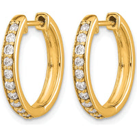 10K Yellow Gold Diamond Hinged Hoop Earrings - 1.0 Carat Total Diamond Weight by Oro Pregiato