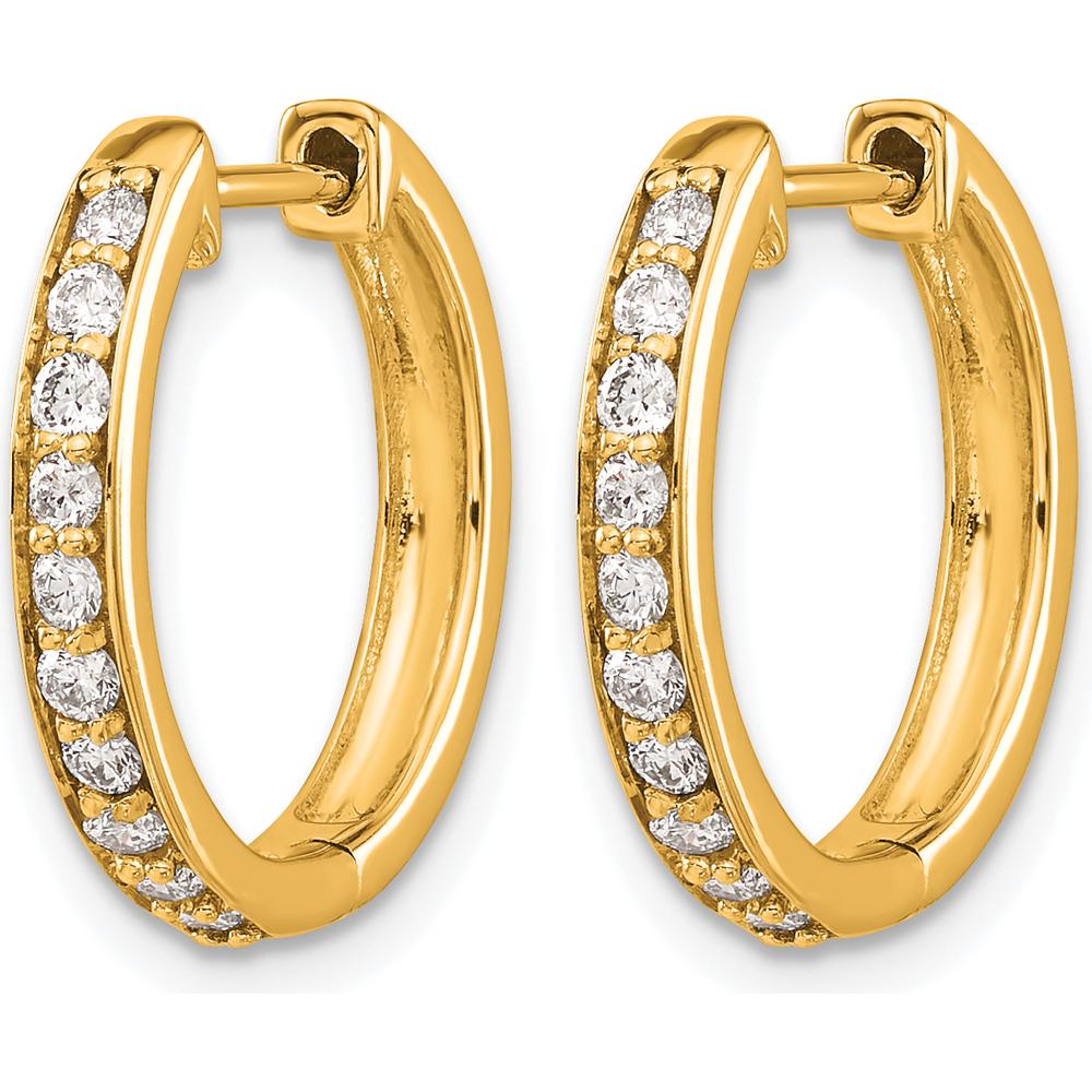 10K Yellow Gold Diamond Hinged Hoop Earrings - 1.0 Carat Total Diamond Weight by Oro Pregiato