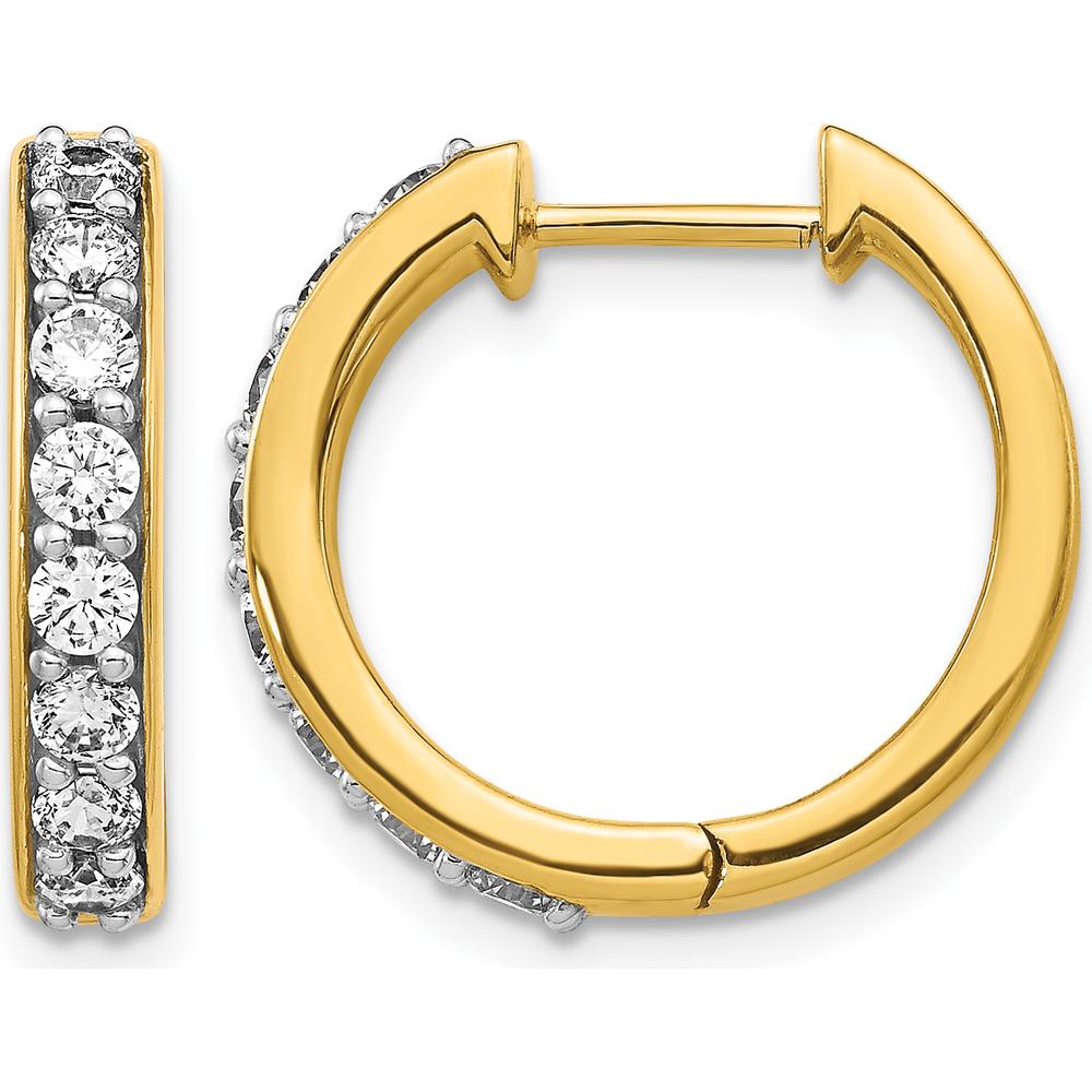 10K Yellow Gold Diamond Hinged Hoop Earrings - 1.0 Carat Total Diamond Weight by Oro Pregiato