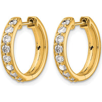 10K Yellow Gold Diamond Hinged Hoop Earrings - 1.0 Carat Total Diamond Weight by Oro Pregiato