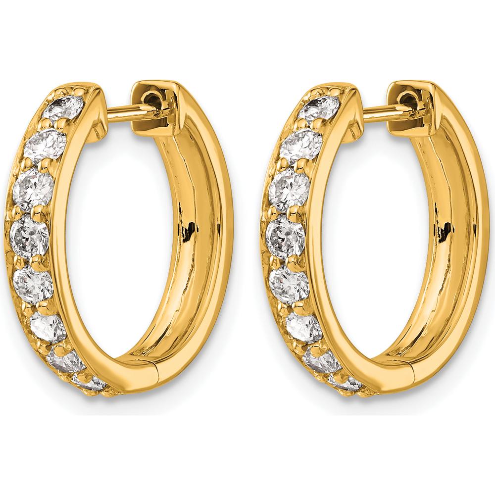 10K Yellow Gold Diamond Hinged Hoop Earrings - 1.0 Carat Total Diamond Weight by Oro Pregiato