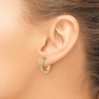 10K Yellow Gold Diamond Hinged Hoop Earrings - 1.0 Carat Total Diamond Weight by Oro Pregiato