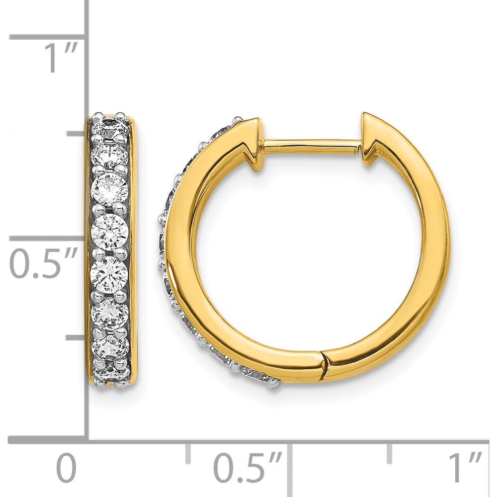10K Yellow Gold Diamond Hinged Hoop Earrings - 1.0 Carat Total Diamond Weight by Oro Pregiato