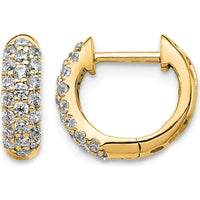 10K Yellow Gold Diamond Hinged Hoop Earrings - 1.0 Carat Total Diamond Weight by Oro Pregiato