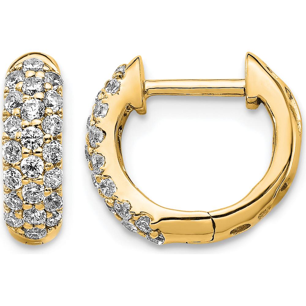 10K Yellow Gold Diamond Hinged Hoop Earrings - 1.0 Carat Total Diamond Weight by Oro Pregiato