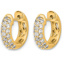 10K Yellow Gold Diamond Hinged Hoop Earrings - 1.0 Carat Total Diamond Weight by Oro Pregiato