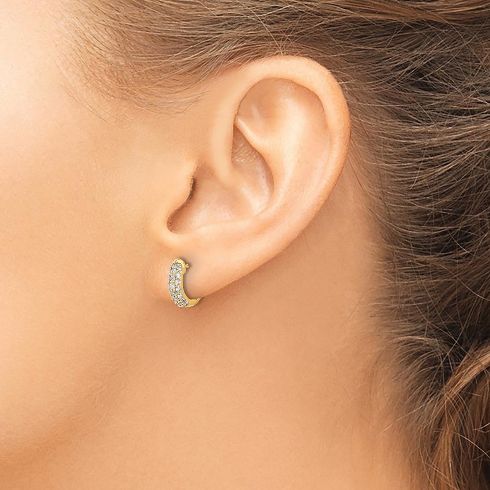 10K Yellow Gold Diamond Hinged Hoop Earrings - 1.0 Carat Total Diamond Weight by Oro Pregiato