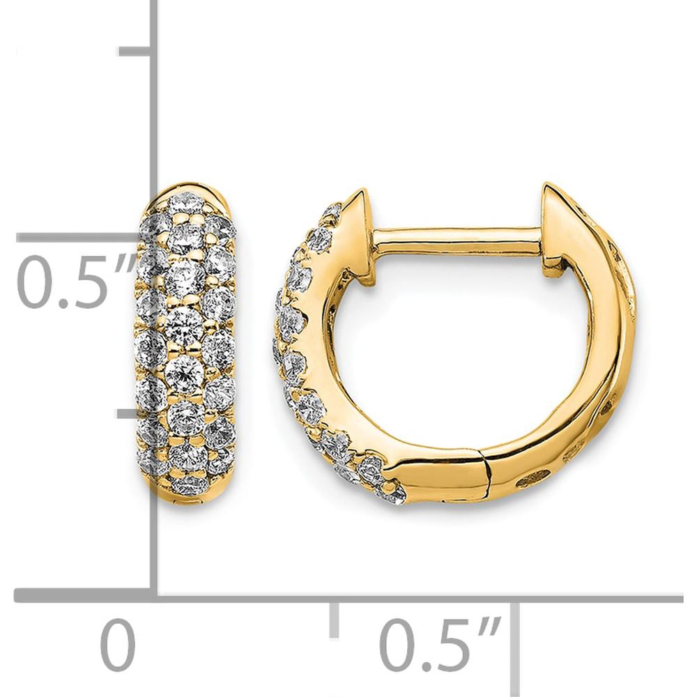 10K Yellow Gold Diamond Hinged Hoop Earrings - 1.0 Carat Total Diamond Weight by Oro Pregiato
