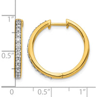 10K Yellow Gold Diamond Hinged Hoop Earrings - 1.00 Carat Total Diamond Weight by Oro Pregiato