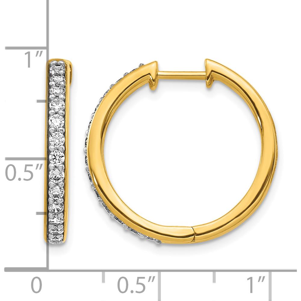 10K Yellow Gold Diamond Hinged Hoop Earrings - 1.00 Carat Total Diamond Weight by Oro Pregiato