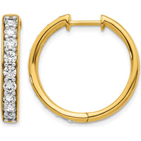 10K Yellow Gold Diamond Hinged Hoop Earrings - 1.00 Carat Total Diamond Weight by Oro Pregiato