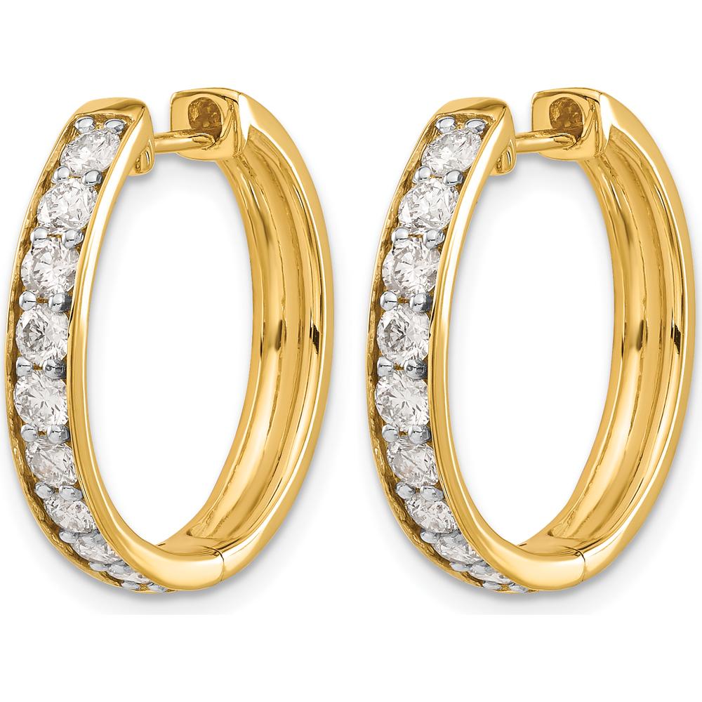 10K Yellow Gold Diamond Hinged Hoop Earrings - 1.00 Carat Total Diamond Weight by Oro Pregiato