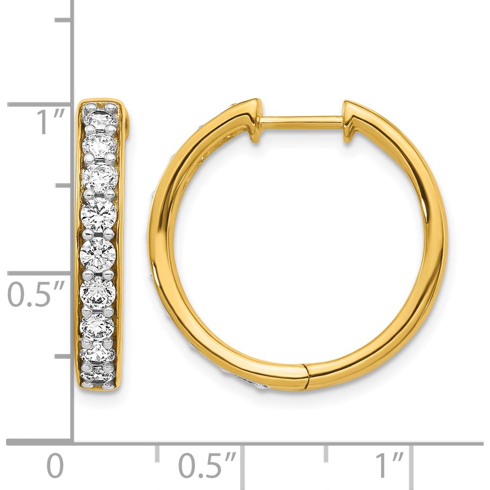 10K Yellow Gold Diamond Hinged Hoop Earrings - 1.00 Carat Total Diamond Weight by Oro Pregiato