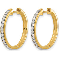 10K Yellow Gold Diamond Hinged Hoop Earrings - Sparkling Diamond Detail - 0.30 Carat Total Diamond Weight by Oro Pregiato