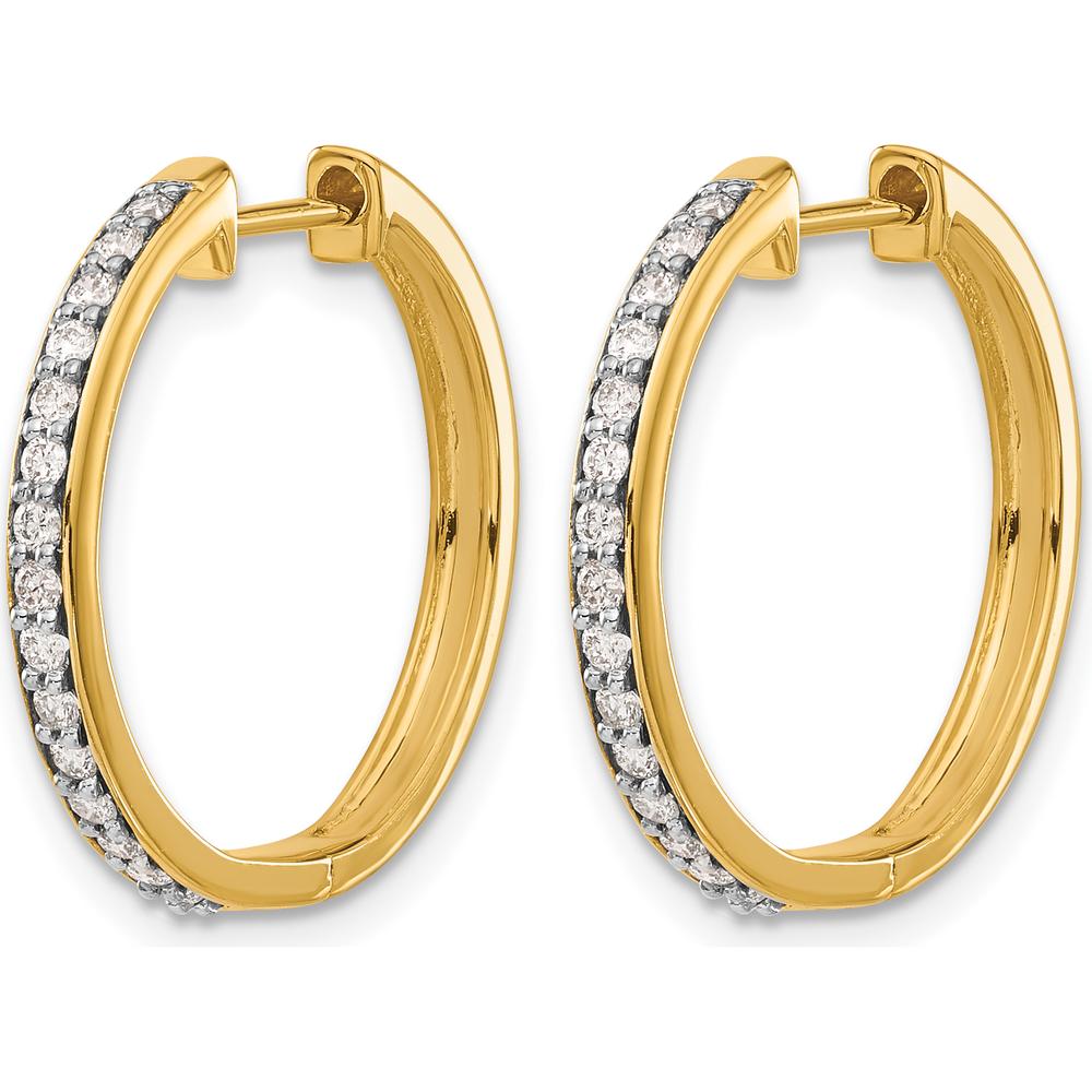 10K Yellow Gold Diamond Hinged Hoop Earrings - Sparkling Diamond Detail - 0.30 Carat Total Diamond Weight by Oro Pregiato