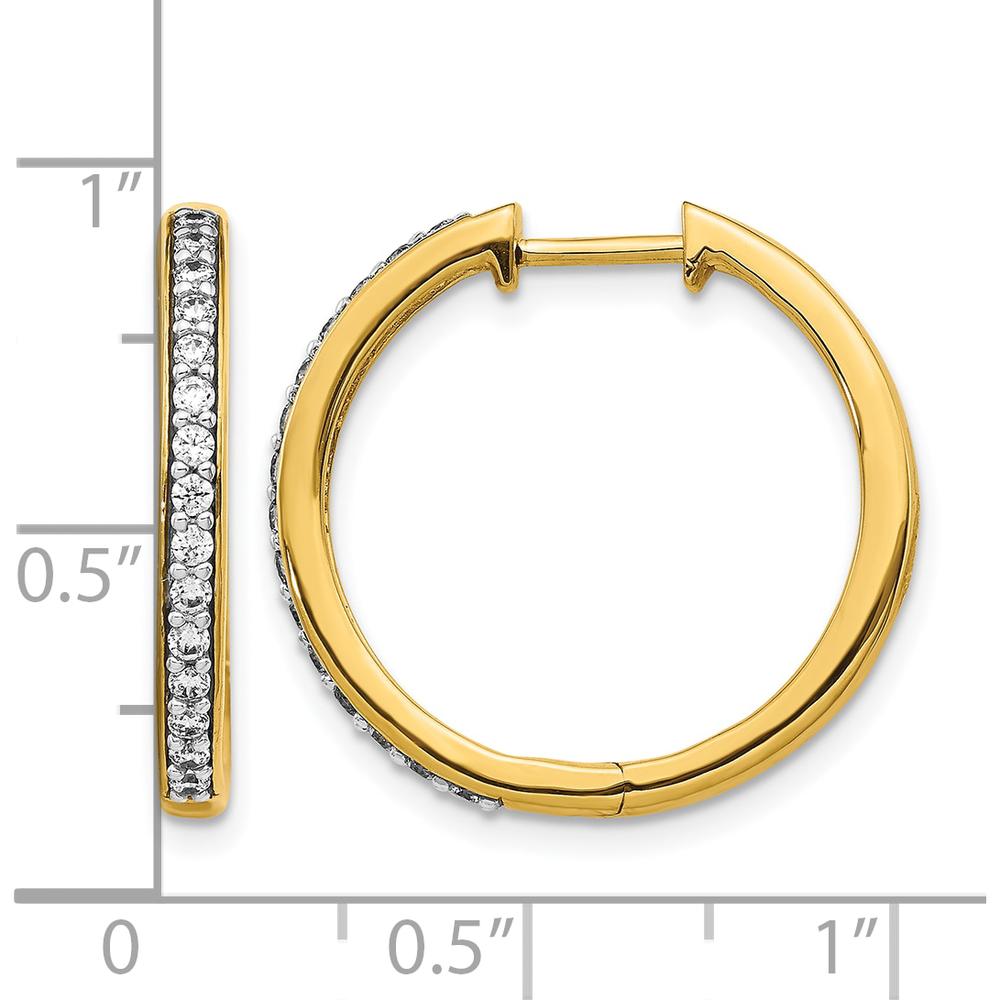 10K Yellow Gold Diamond Hinged Hoop Earrings - Sparkling Diamond Detail - 0.30 Carat Total Diamond Weight by Oro Pregiato