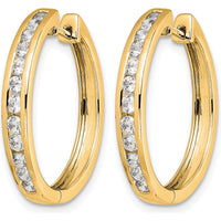 10K Yellow Gold Diamond Hinged Hoop Earrings with 0.50 Carat Total Diamond Weight by Oro Pregiato