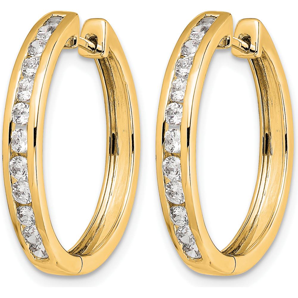 10K Yellow Gold Diamond Hinged Hoop Earrings with 0.50 Carat Total Diamond Weight by Oro Pregiato